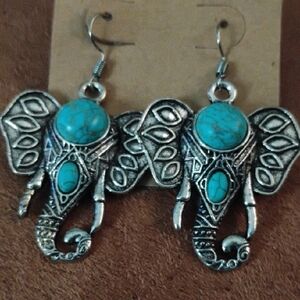 Turquoise Elephant Dangle Earrings